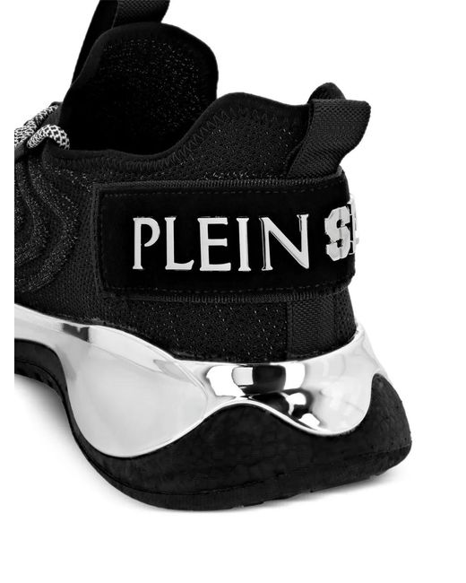 Philipp Plein Black Runner Logo-Plaque Sneakers