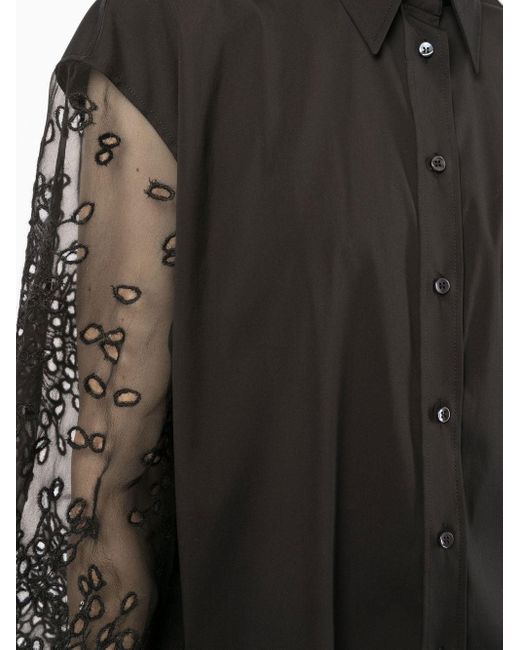 Brunello Cucinelli Black Sheer-sleeves Shirt