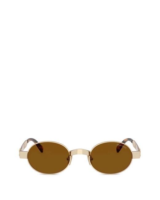 Miu Miu Metallic Oval-Frame Sunglasses