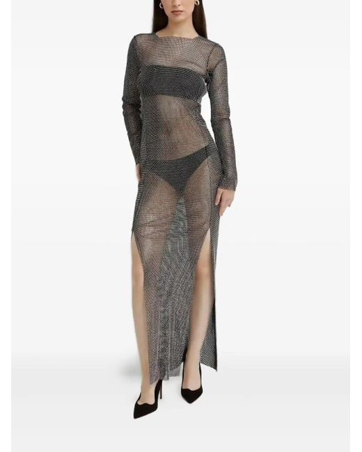 Santa Brands Black Mesh-Embellished Maxi Dress