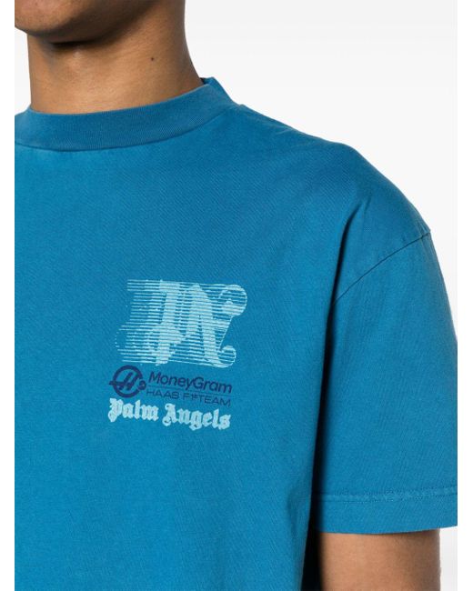 Palm Angels X Moneygram Katoenen T-shirt in het Blue