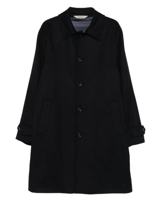 Aspesi Black Button-Fastening Coat for men