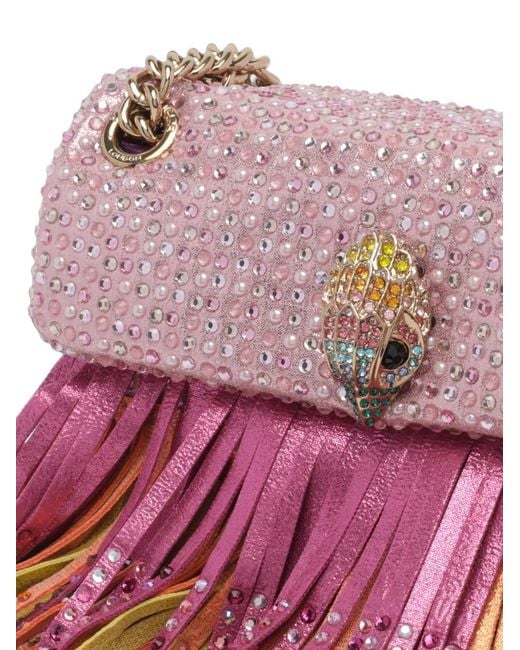 Kurt Geiger Pink Mini Kensington Crystal-Embellished Fringed Shoulder Bag