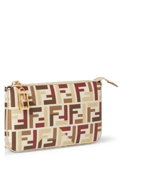Fendi Clutch Met Ff-Monogram in het Natural