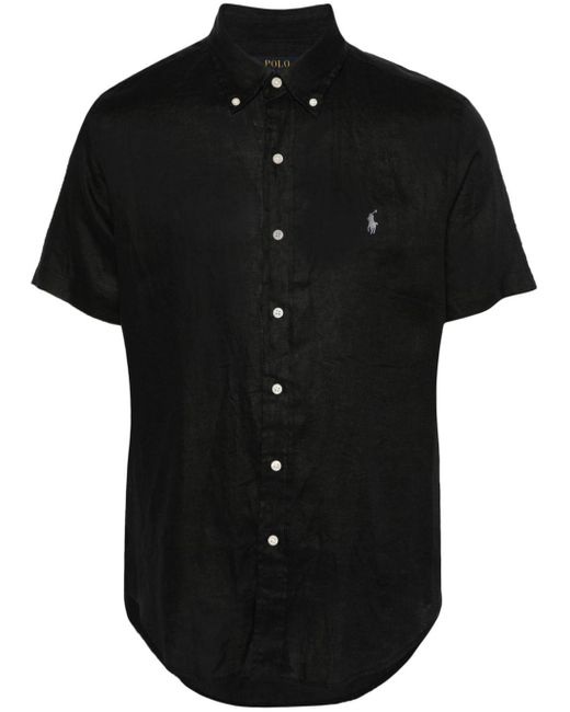 Polo Ralph Lauren Black Polo Pony-embroidered Linen Shirt for men