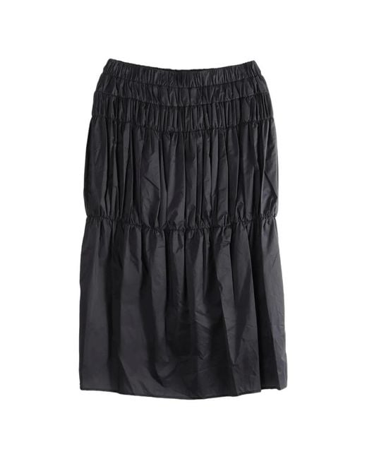 Amomento Black Shirred Tiered Skirt