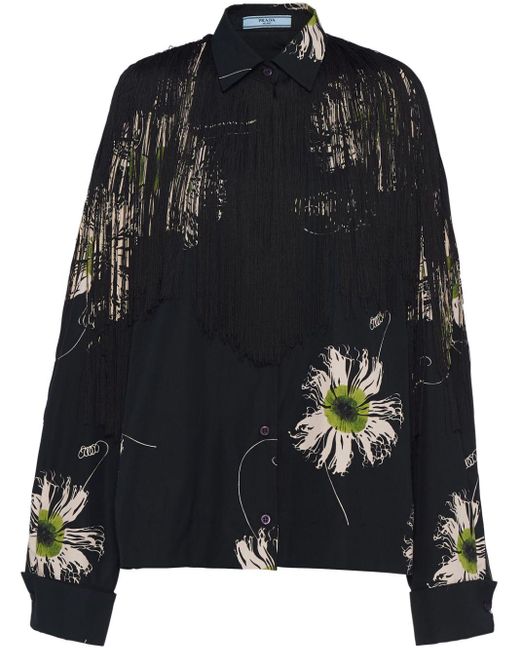 Camisa con estampado floral Prada de color Black