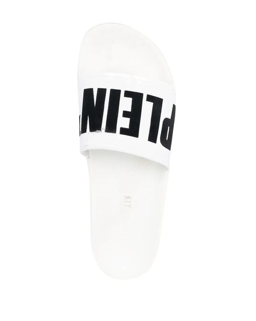 Philipp Plein White Logo-Print Slides for men