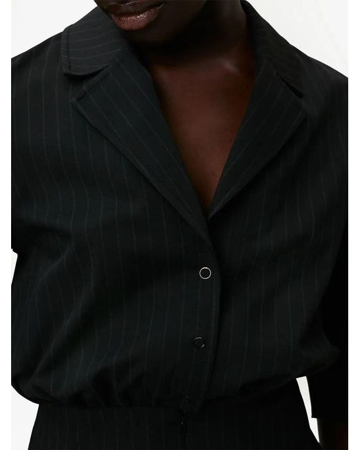 Ganni Black Pinstripe Shirt Mini Dress