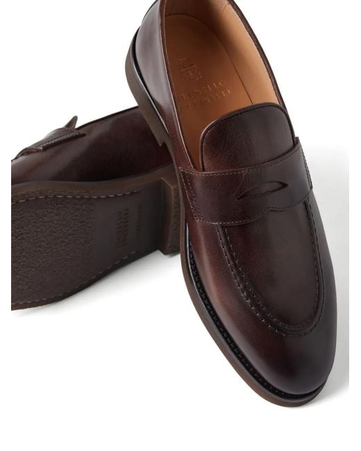 メンズ Brunello Cucinelli レザーローファー Brown