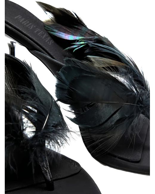 Paris Texas Black Lidia Feather Sandals