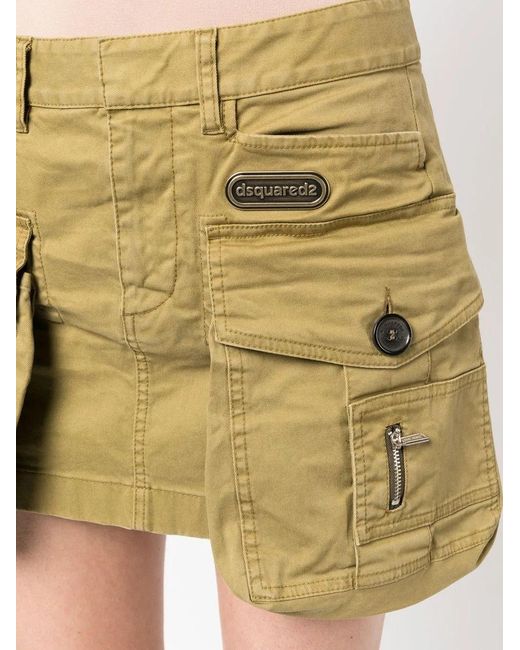 DSquared² Green Cargo-Pocket Cotton Miniskirt