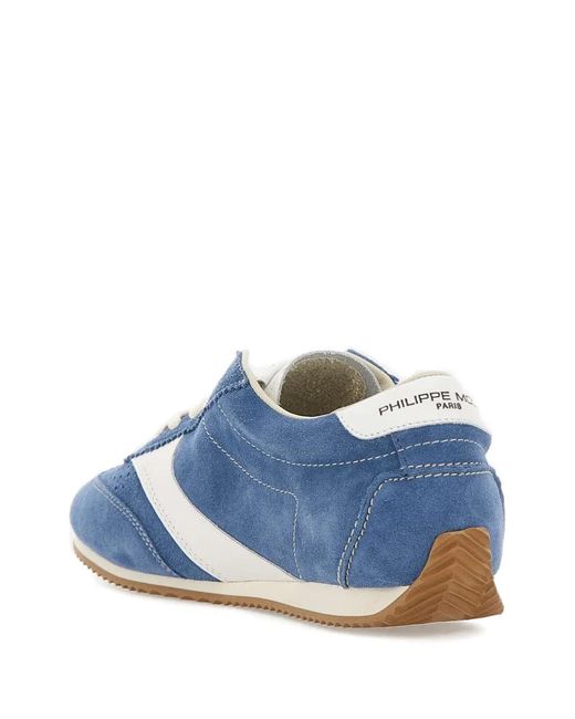 Philippe Model Blue Planche Lace-Up Logo Sneakers