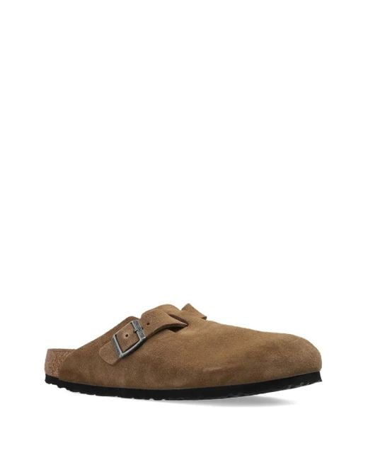 Birkenstock Brown Boston Buckle Suede Mules for men
