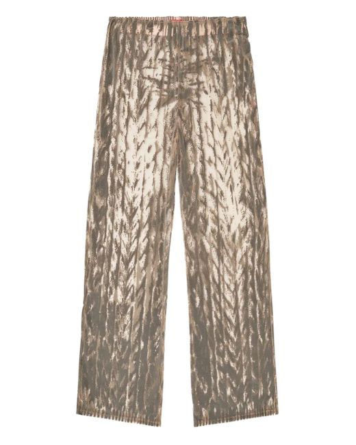 DIESEL Natural Cable-Print Tulle Trousers for men