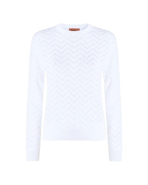 Missoni White Pull À Motif De Chevrons