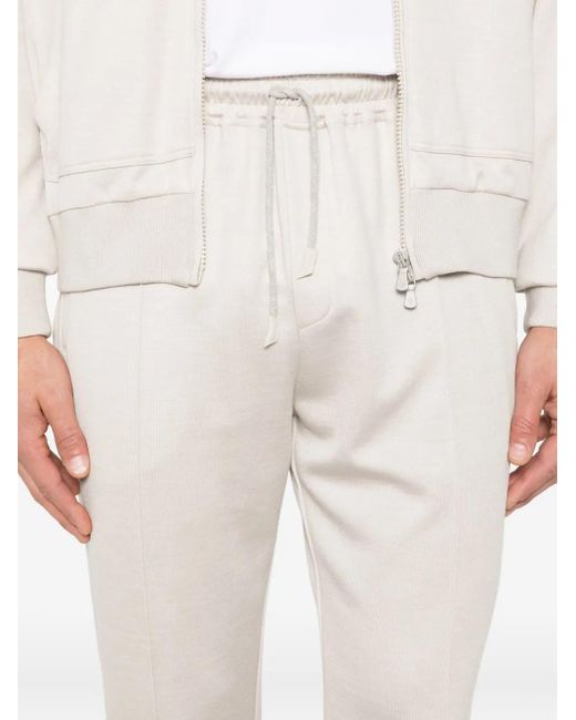 Eleventy White Drawstring Zip-Pocket Track Pants for men