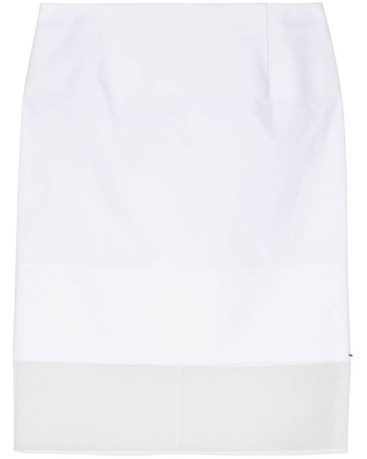 Sportmax White Transparent-panel Poplin Skirt