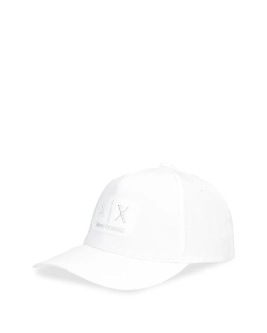ARMANI EXCHANGE White Logo-Patch Baseball Cap for men