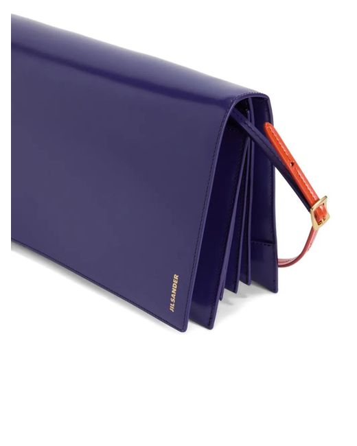 Jil Sander Purple Medium File Leather Shoulder Bag