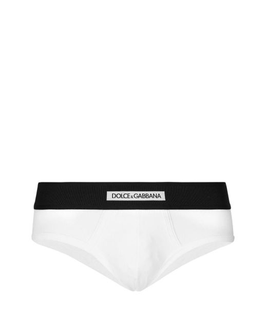 Dolce & Gabbana Black Logo-waistband Stretch-cotton Briefs for men