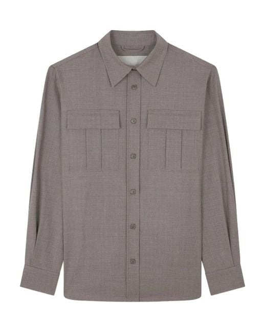 Paul & Shark Gray Flap-Pocket Wool Overshirt