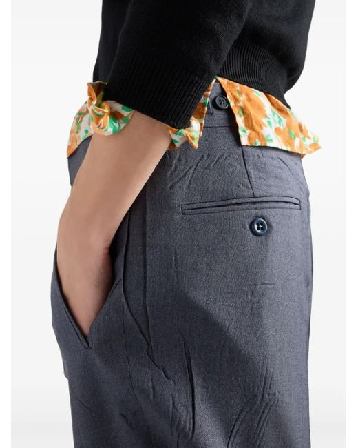 Prada Blue Mohair And Silk Pants for men
