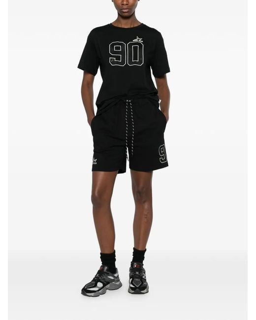 Marc Ellis Black Drawstring-Waist Logo-Patch Shorts