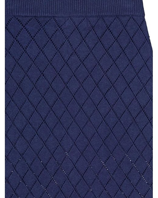 Hevron Blue Jupe Boutonnée À Losanges