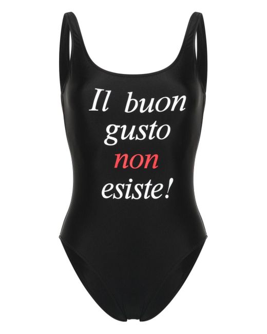 Moschino Black Slogan-print Swimsuit