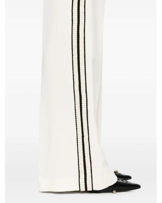 Nissa White Side-Stripe Trousers