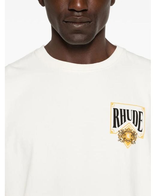 Rhude White Logo-Print T-Shirt for men