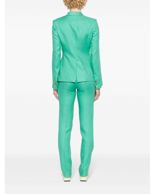 Tagliatore Green Linen Double-breasted Suit