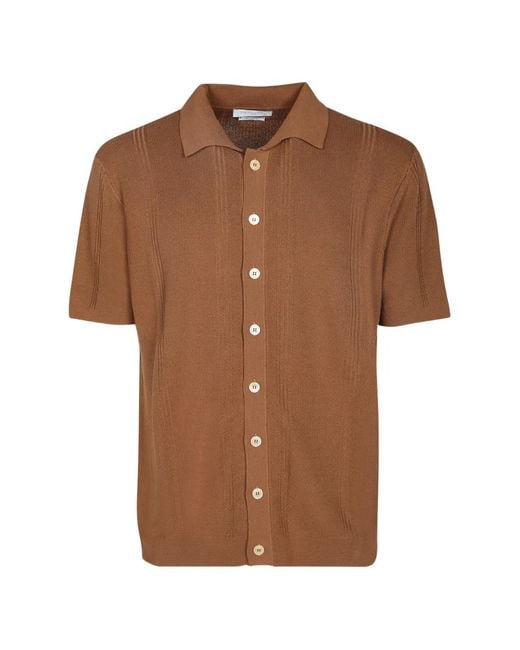 Daniele Fiesoli Brown Ribbed-Knit Short-Sleeve Shirt for men