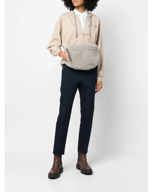 Brunello Cucinelli Gray Frosty Shearling Belt Bag