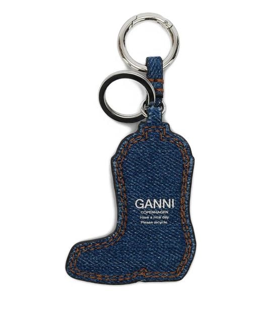 Ganni Blue Western Boot Keyring