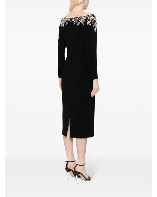 Jenny Packham Black Rosabel Crystal-Embellished Dress
