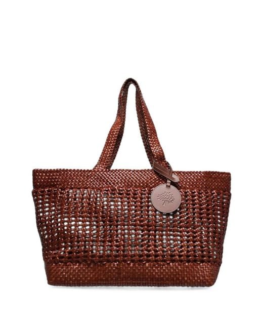 Mulberry Brown Large Logo-Patch Tote Bag