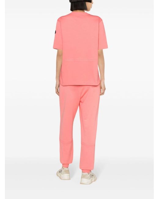 Moncler Pink High-Waisted Logo-Embossed Track Pants