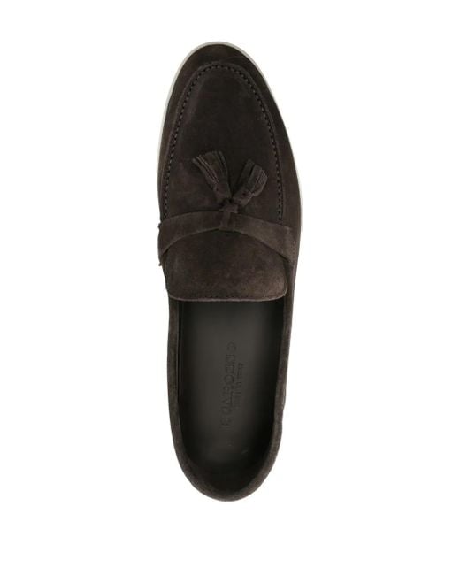 Scarosso Black Tassel-Detail Suede Loafers for men