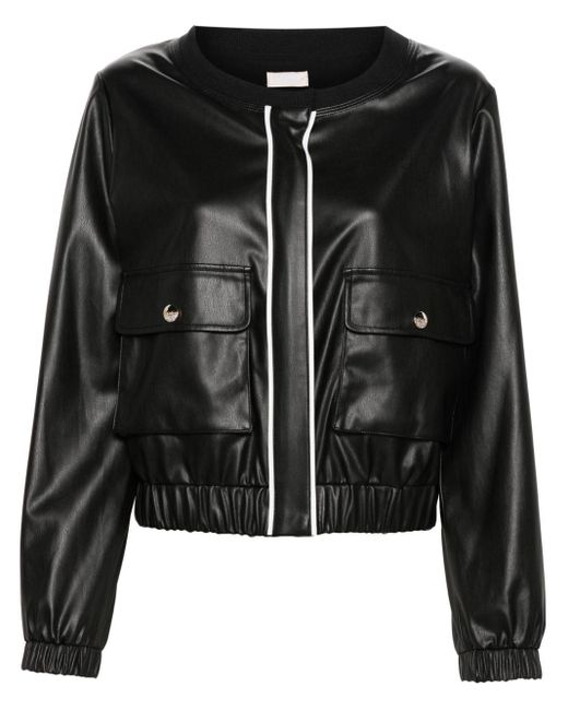 Liu Jo Black Faux-leather Bomber Jacket