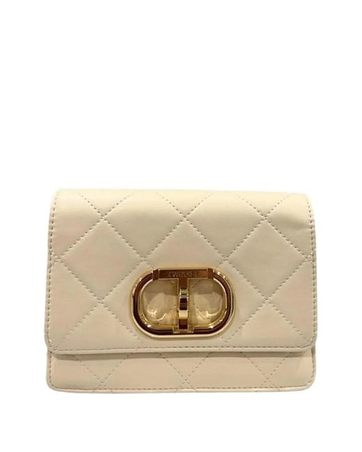 Twinset Natural Quilted Logo-Plaque Crossbody Bag