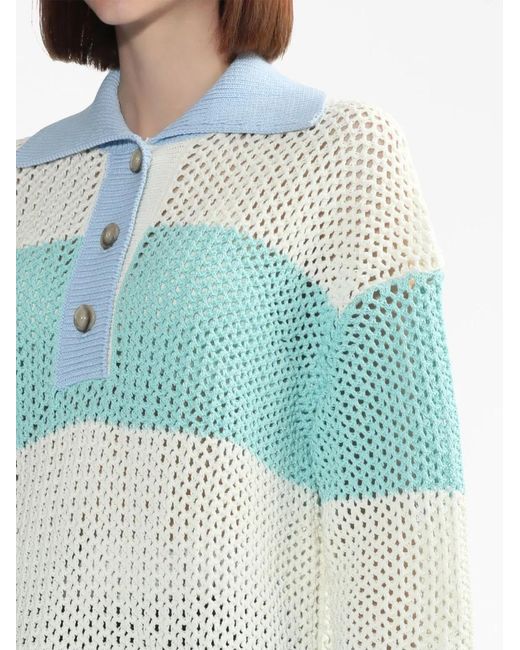 Halfboy Blue Three-Tone Cotton Polo Collar