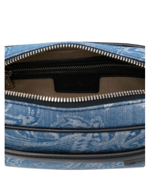 Etro Blue Paisley Messenger Bag for men