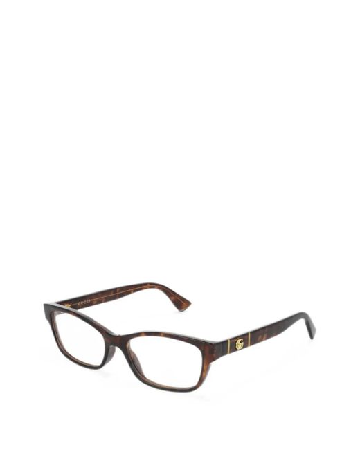 Gucci White Double-G Tortoiseshell-Effect Glasses