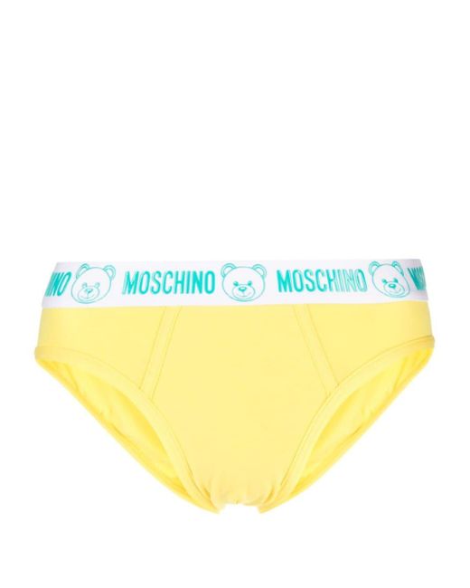 Moschino Yellow Logo-appliqué Stretch-cotton Briefs for men