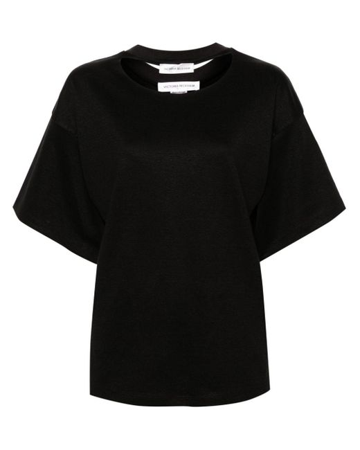 Victoria Beckham Black Cut-out Drop-shoulder T-shirt