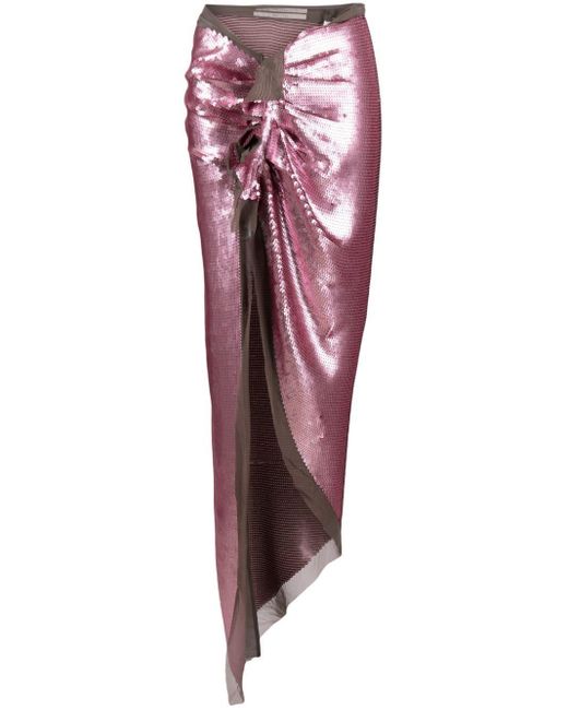 Rick Owens Purple Sequinned Asymmetric Maxi Skirt