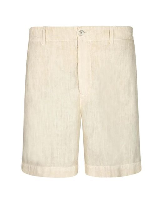 120% Lino White Elasticated-Waistband Shorts for men