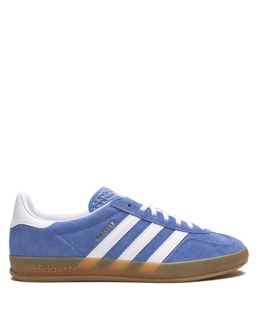 Adidas Blue Indoor Gazelle Brand-embroidered Leather Low-top Trainers